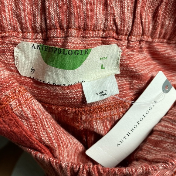 Anthropologie Striped Linen Red Motif Pants Large - Picture 6 of 14